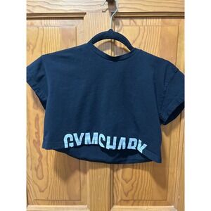 Gymshark Womens XS Black Cropped Graphic T-Shirt Short Sleeve Activewear Top
